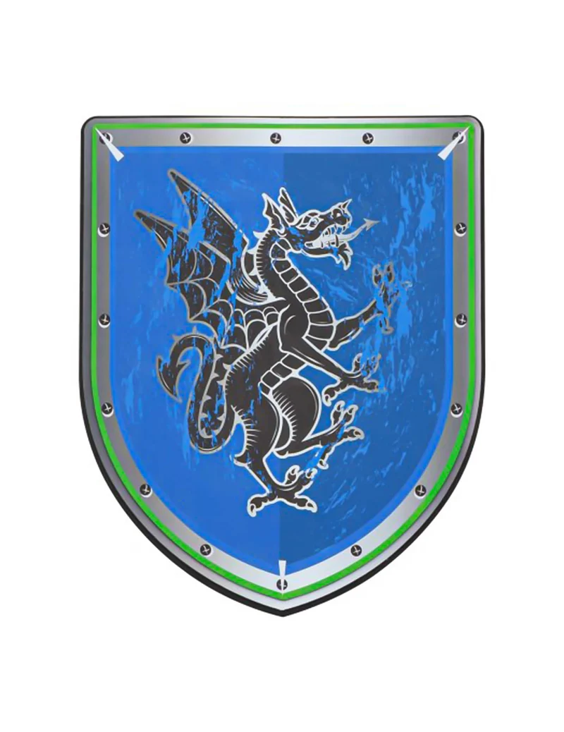 Ritter-Schild blauer Drache 35 cm aus Schaumstoff