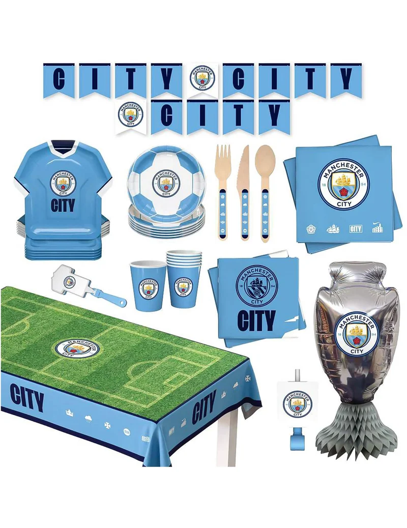 Manchester City FC Komplett-Set für Fußball-Geburtstage 75 Teile