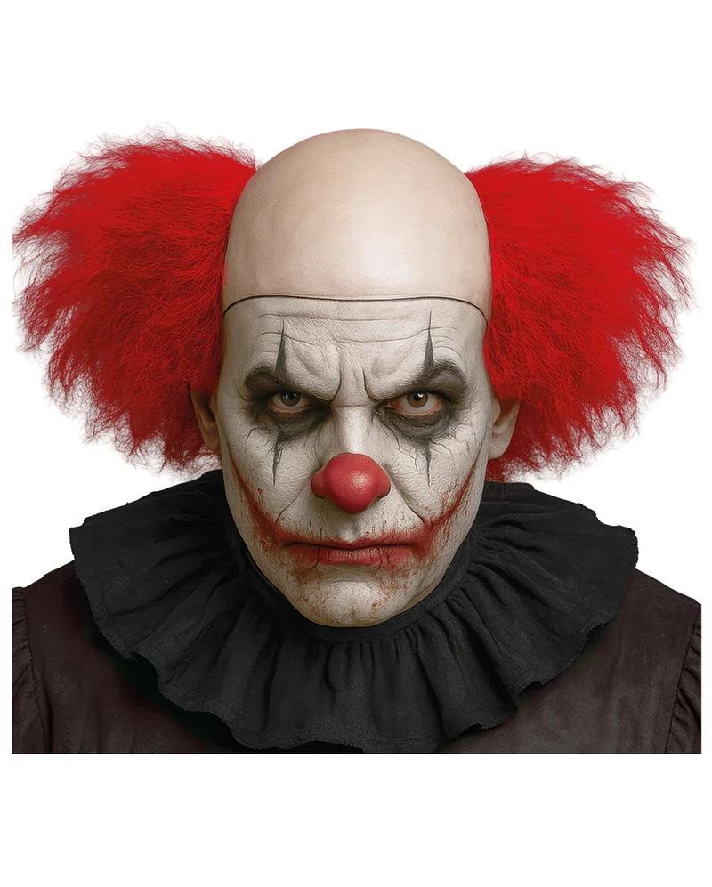 Rote Killer Clown Perücke mit Glatze