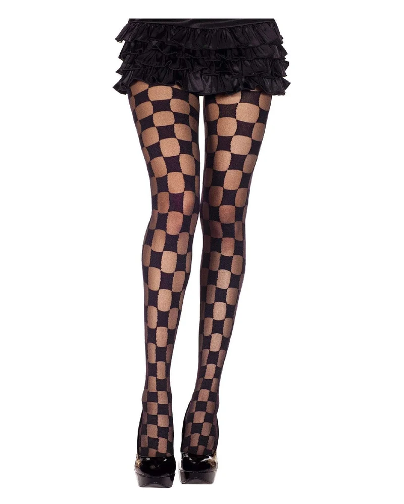 Karo Nylonstrumpfhose Schwarz