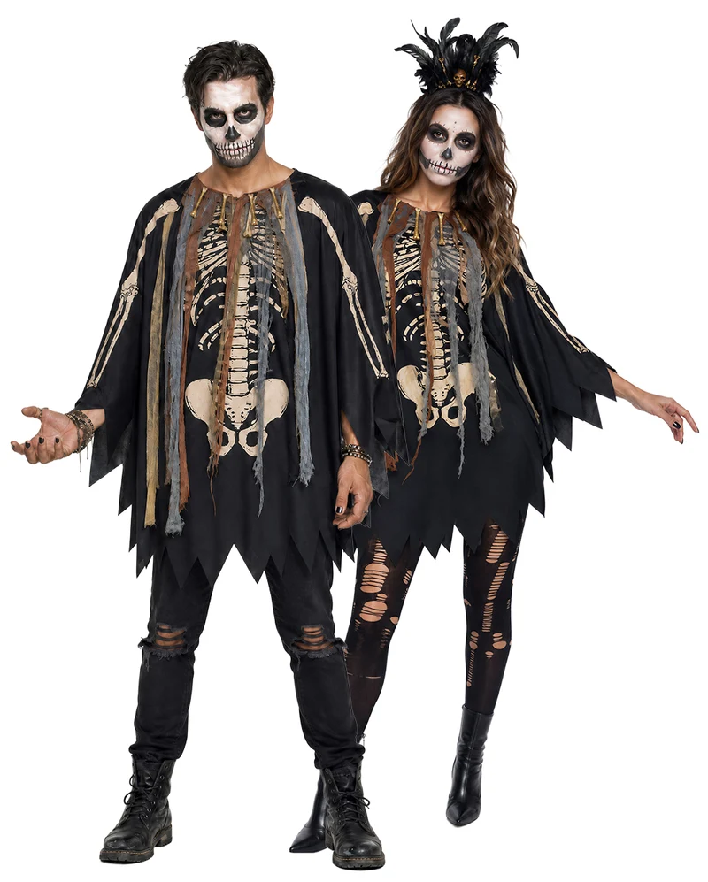 Voodoo Skelett Schamane Poncho