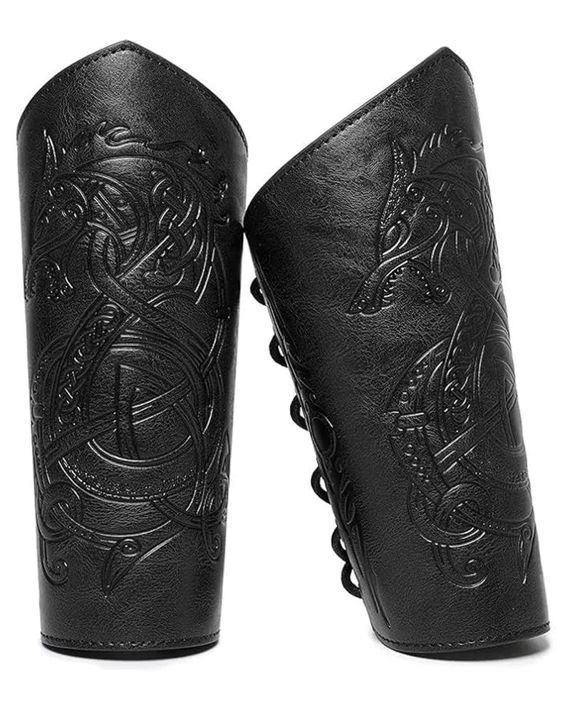Schwarze Wikinger Armschienen zum Schnüren