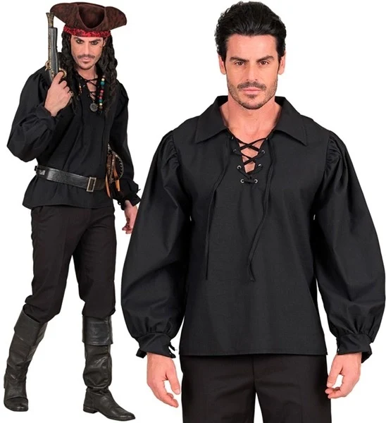 SCHWARZES SHIRT IM HISTORISCHEN STIL