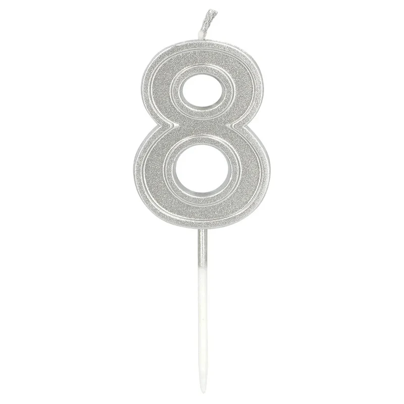 Kerze „Elegant '8'“ in Silber auf Stecker (3 x 4,2 x 0,7 cm)