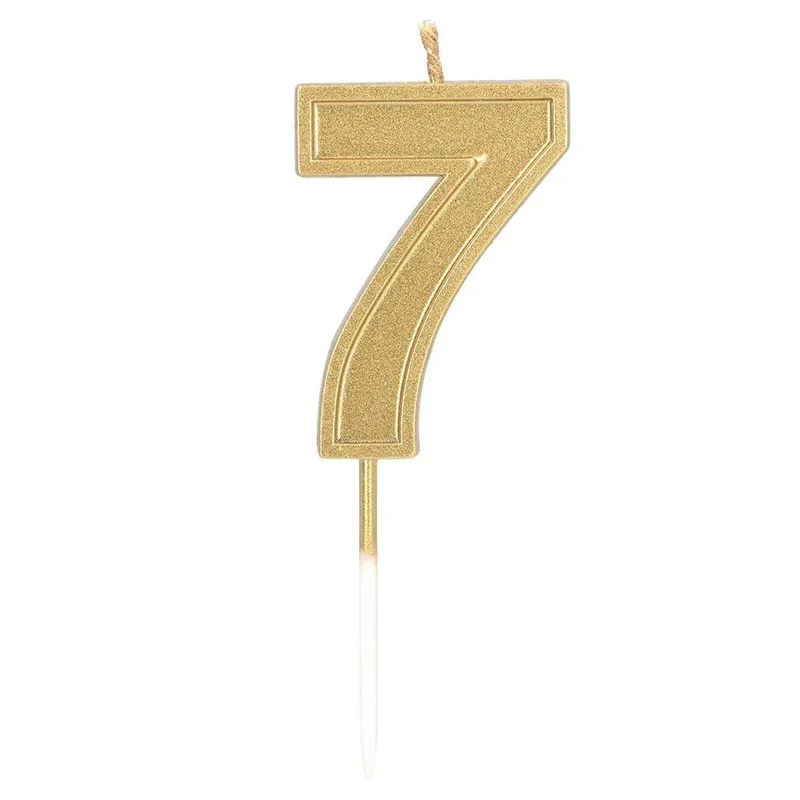 Kerze „Elegant '7'“ in Gold auf Stecker (3 x 4,2 x 0,7 cm)