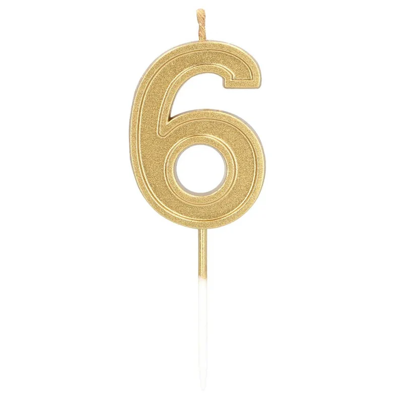 Kerze „Elegant ‘6’“ in Gold am Stäbchen (3 x 4,2 x 0,7 cm)