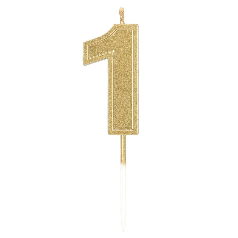 Kerze „Elegant ‚1‘“ in Gold auf einem Stecker (3 x 4,2 x 0,7 cm)