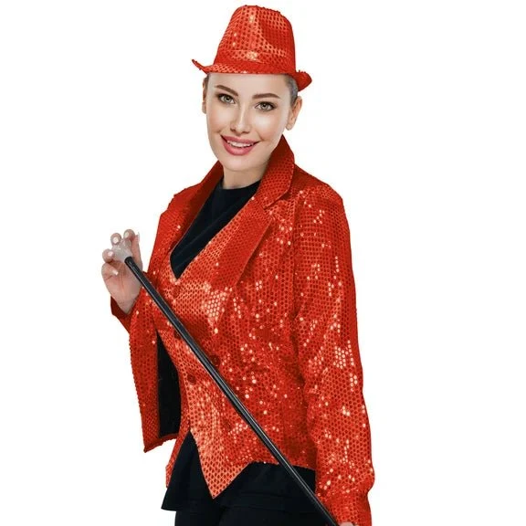 Rote Jacke mit Pailletten, Größe L