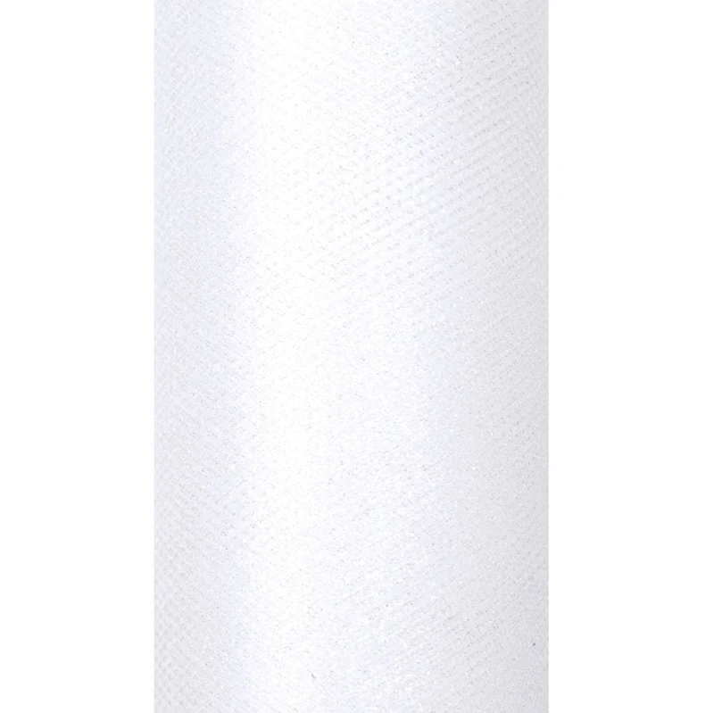 Weiße Tüllrolle Glitter 15cm 9m
