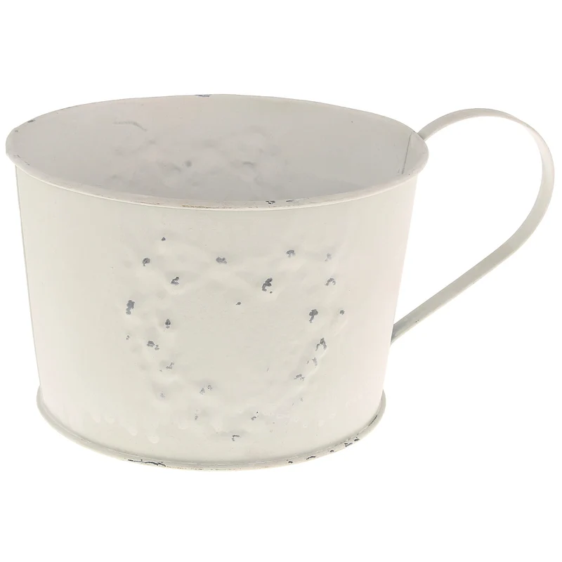 Blumentopf, Blechtasse Weiß