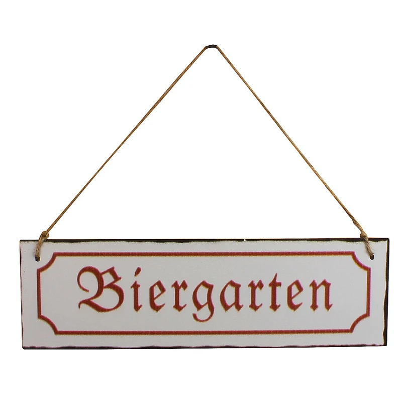 Blechschild Biergarten Antikweiss / Rot