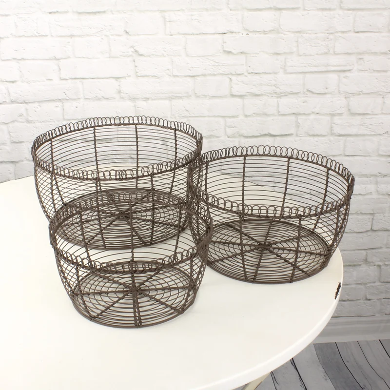 3er Set Drahtkorb Dunkelrost