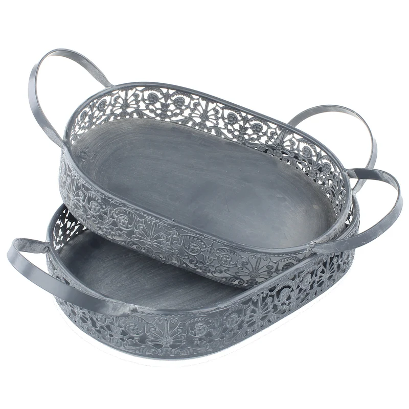2er Set Tablett oval Metall