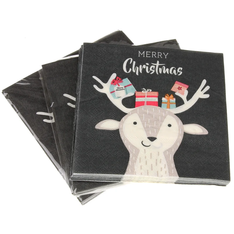 3er Set Servietten Rudolf, papier anthrazit, 2-lagig
