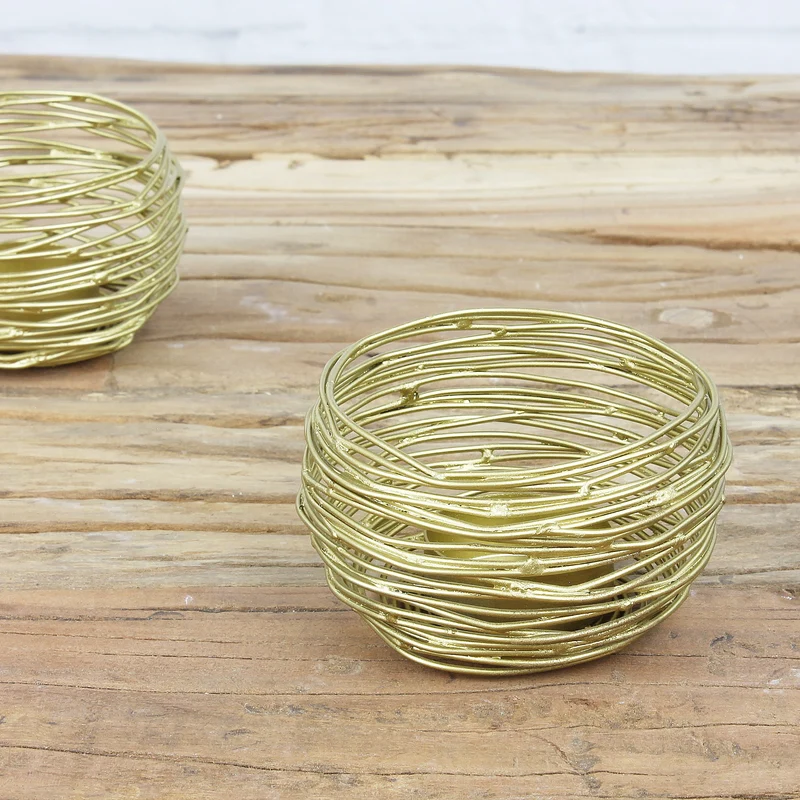 Teelichthalter modern, 2er Set in gold