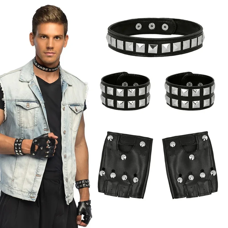 Schwarzes Punk-Accessoire-Set, 5-teilig