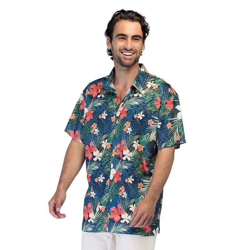 Hawaii-Bluse, blau, Herren