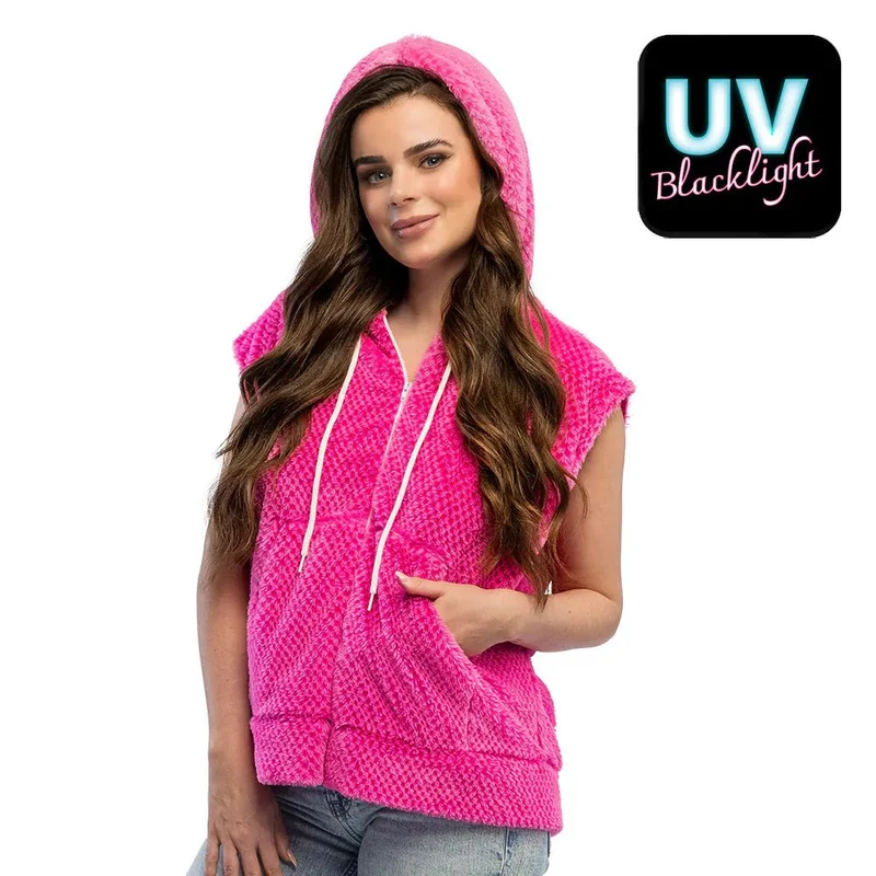 Rosa Neon-Strickjacke, flauschig