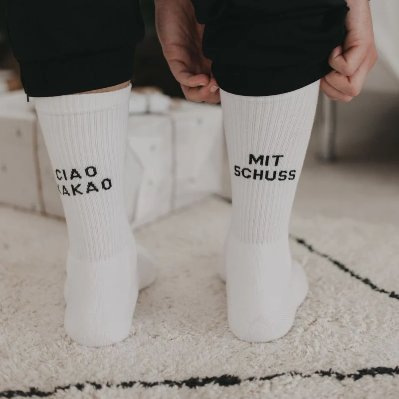 Eulenschnitt Socken weiß Mit Schuss 35-38