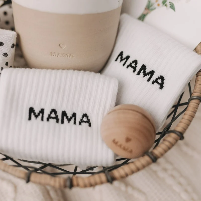 Eulenschnitt Socken weiß Mama 39-42