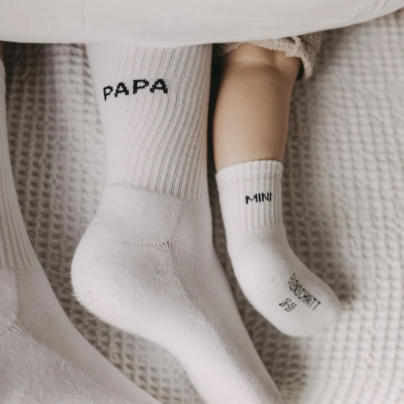 Eulenschnitt Socken weiß Papa 39-42