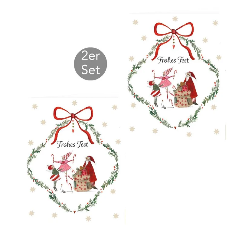 Geschenkkärtchen Frohes Fest Weihnachtswerkstatt 2er-Set