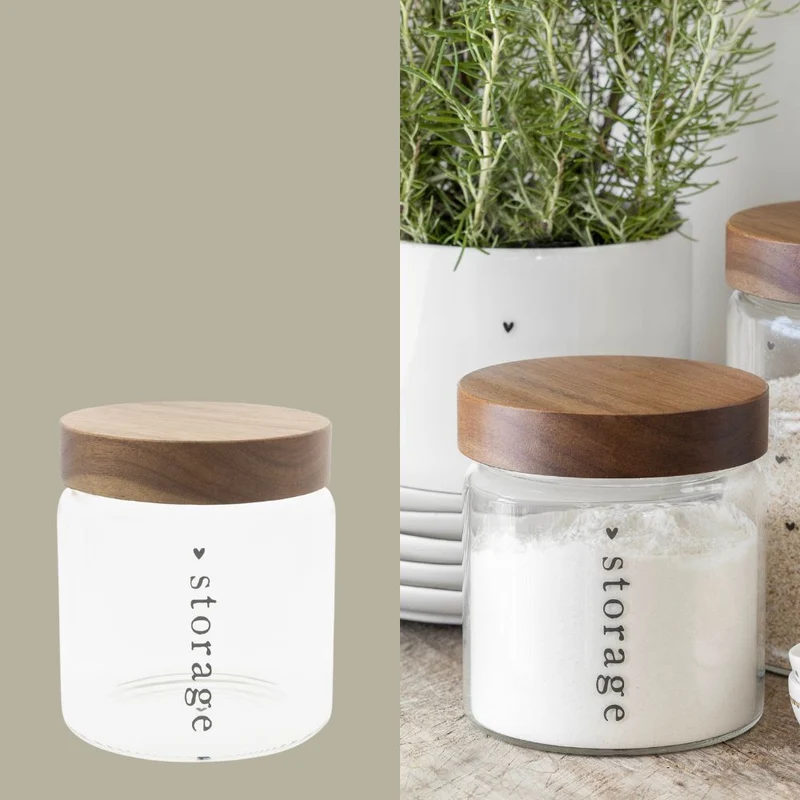 Bastion Collections Vorratsdose mit Holzdeckel Storage schwarz klein