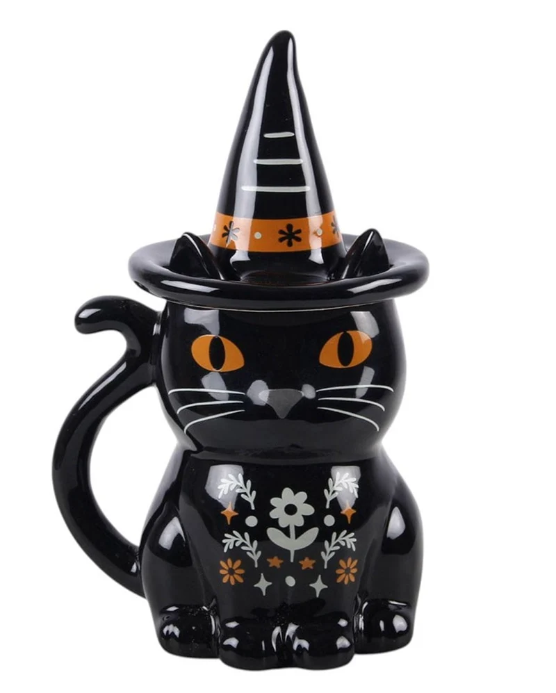 Frightful Folk – Becher mit Deckel „Schwarze Katze“ 19cm