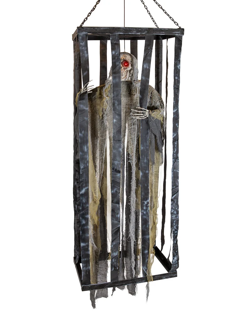 Schüttelnder Fetzenreaper im Käfig Halloween Animatronic 200cm