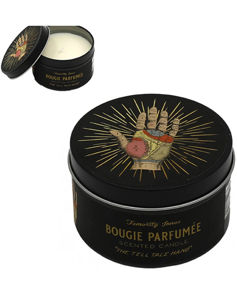 Phrenologie Duftkerze in der Dose mit Hand Motiv