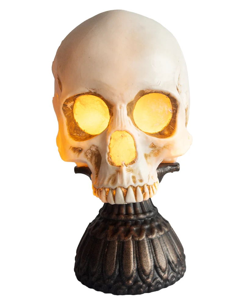 Totenschädel mit Flammenlicht & Gruselsound 28cm