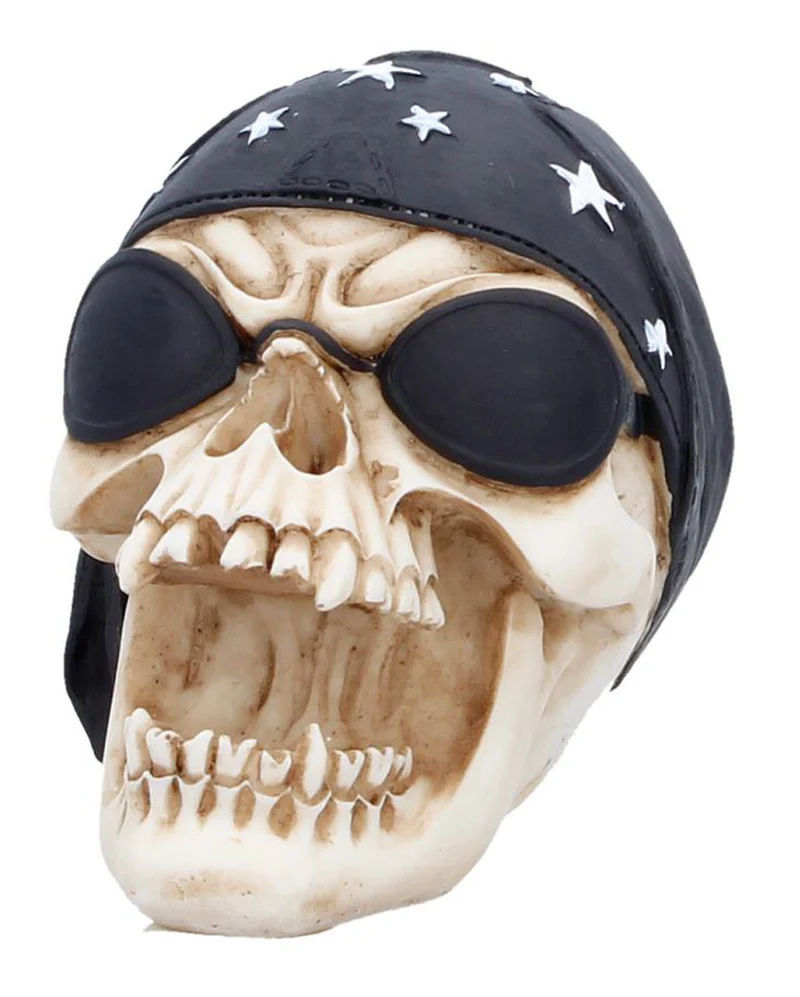 Biker Totenschädel mit schwarzem Kopftuch 8cm