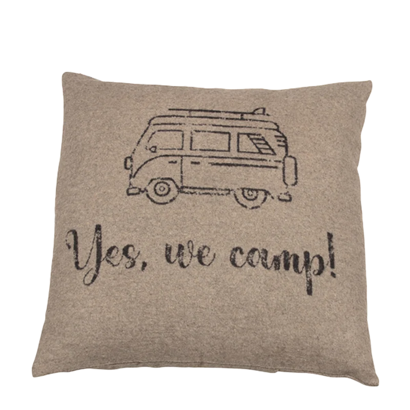 Nordic Kissenhülle Yes we camp beige 50 x 50 cm