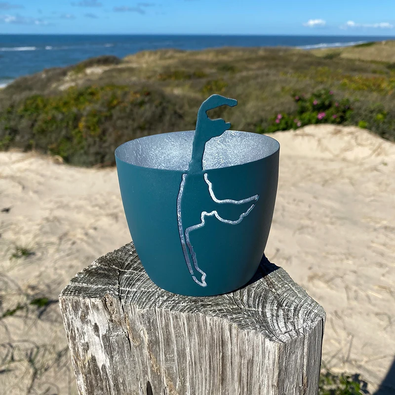 Windlicht im exklusiven Sylt Design Insel Blau Mittel