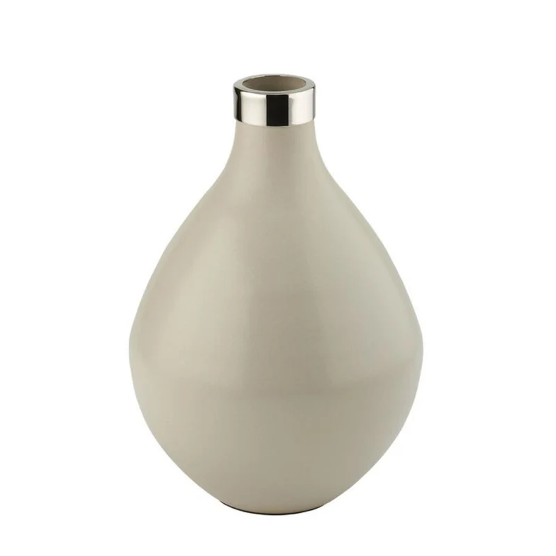 Vase Metall bauchig sandstone 27 cm