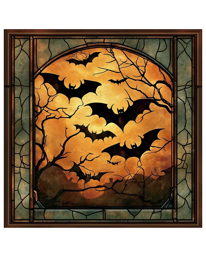 Fledermaus Motiv Bleiglasfenster Wand- & Fensterdeko 78x80cm