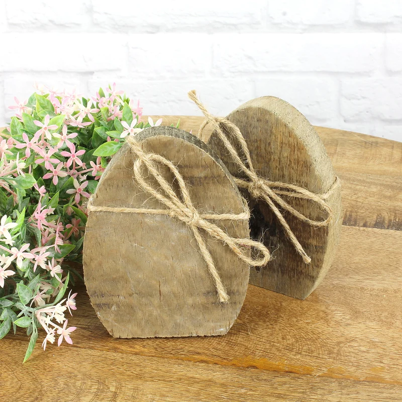 2er Set Deko Oster Holzei 13 cm
