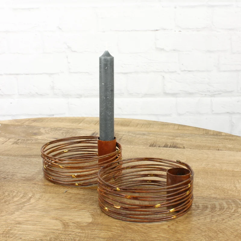 2er Set Kerzenhalter Rostig rund