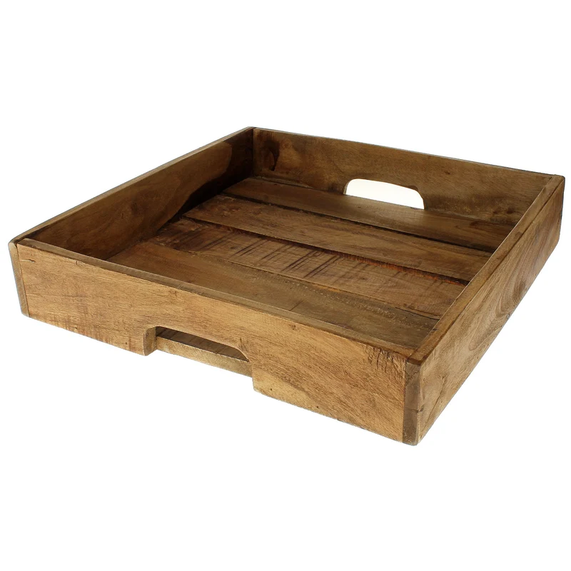 Holztablett viereckig Braun