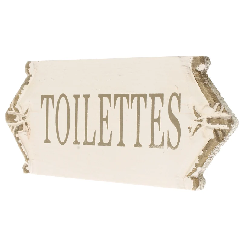 WC Schild Holz altweiß