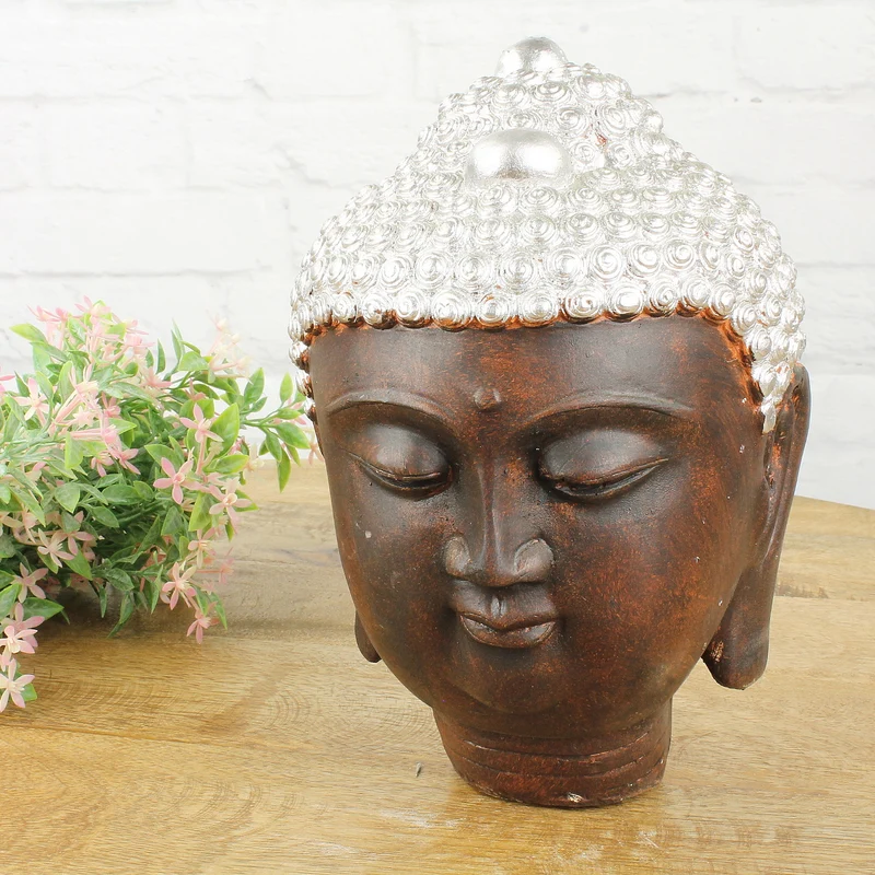 Buddha Kopf braun Silber