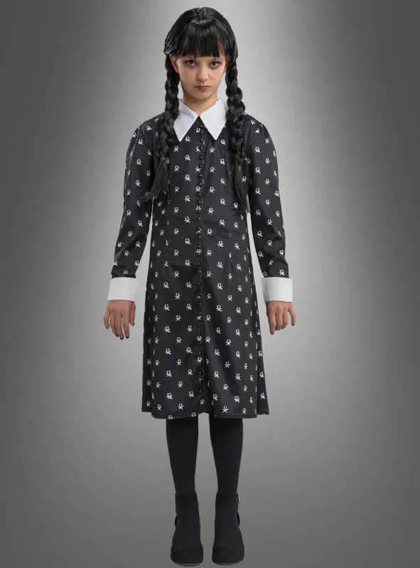 Wednesday Mädchen Kleid schwarz-weiß