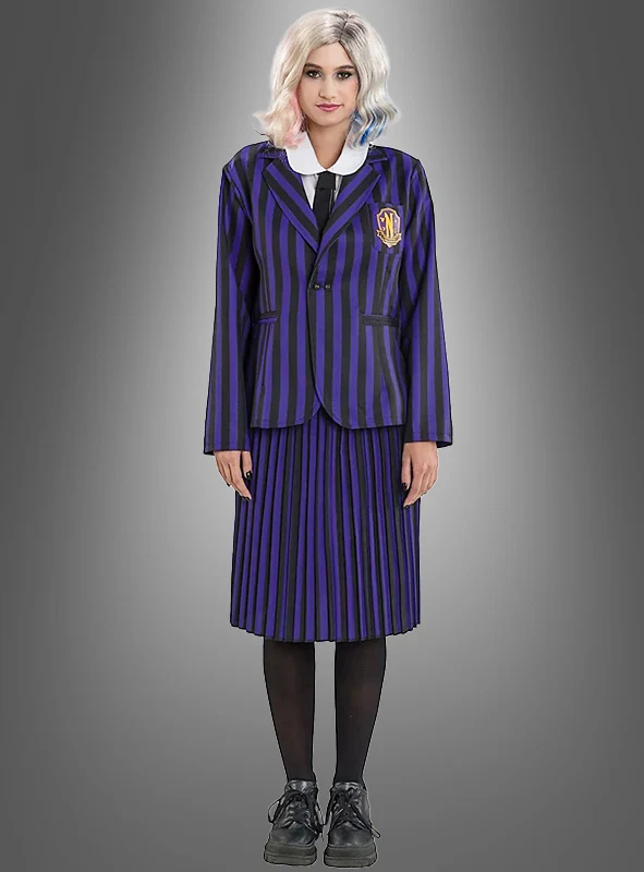 Enid Kostüm aus Wednesday Schuluniform Schwarz Lila