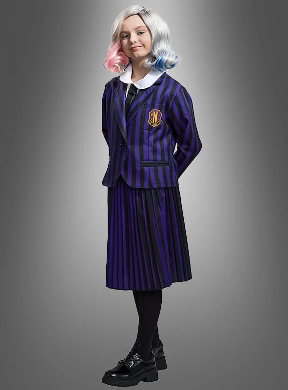 Wednesday Enid Mädchen Schuluniform Schwarz Lila