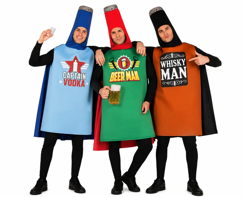 Drank Kostuum Trio Deal | Beer Man, Whisky Man & Captain Vodka | One Size