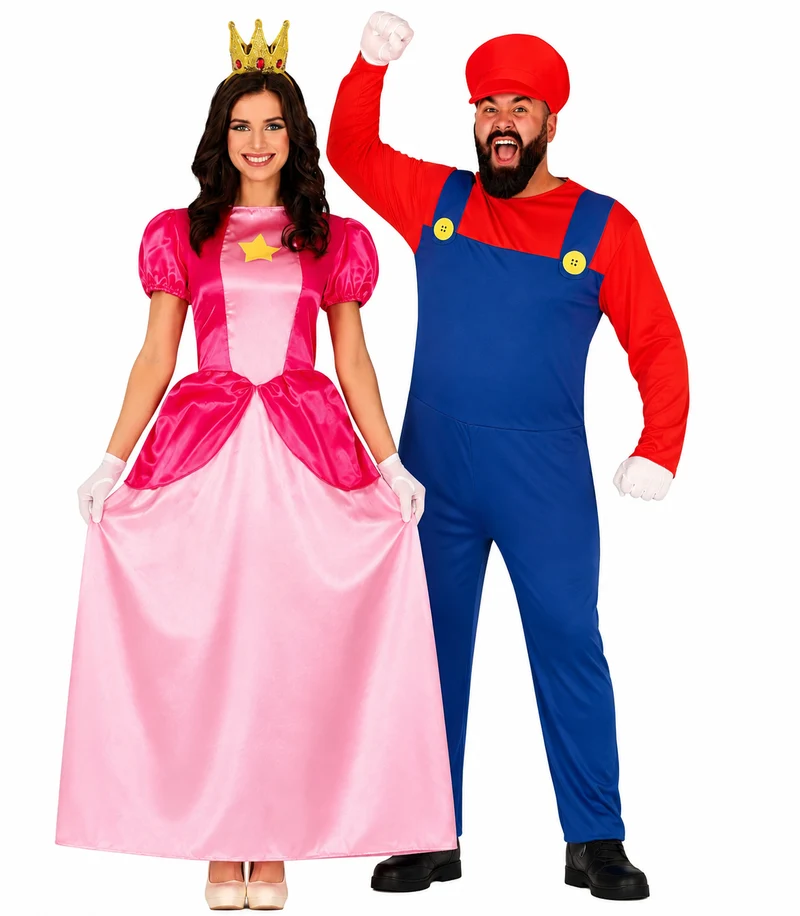 Super Mario & Prinses Peach | Duo Kostuum Set