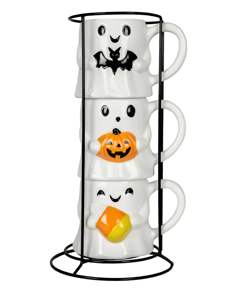 Stapelbare Halloween Gespenster Tassen 3er-Set 29,5cm