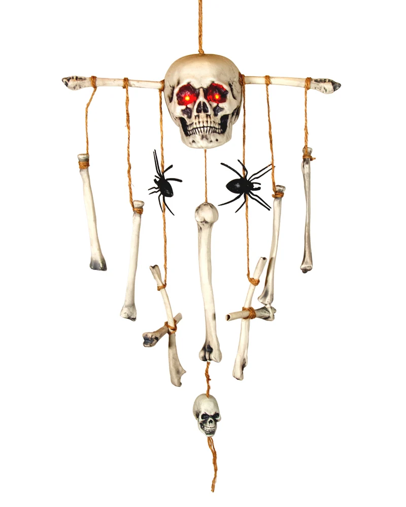 Voodoo Windspiel mit Totenkopf & Leuchtenden Augen 67cm