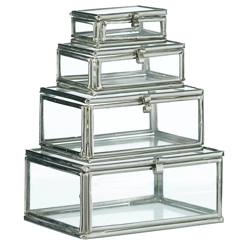 Schmuckkästchen Glas/Silber-4-teilig