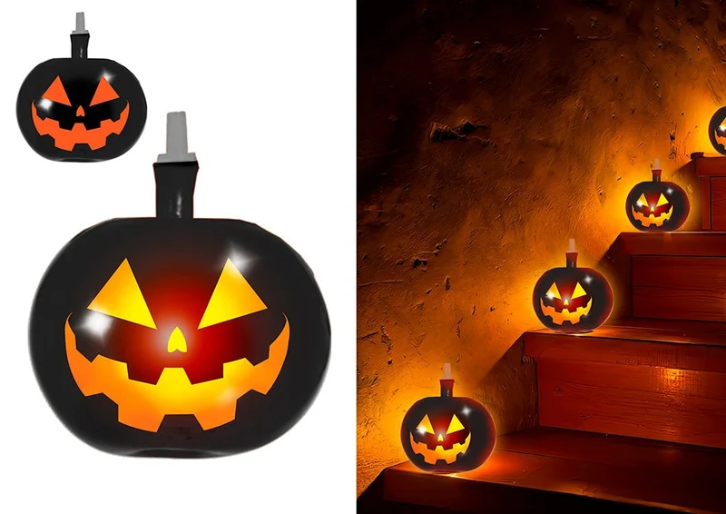 Halloween-Ballons „Kürbis mit Licht“, 5 Stück